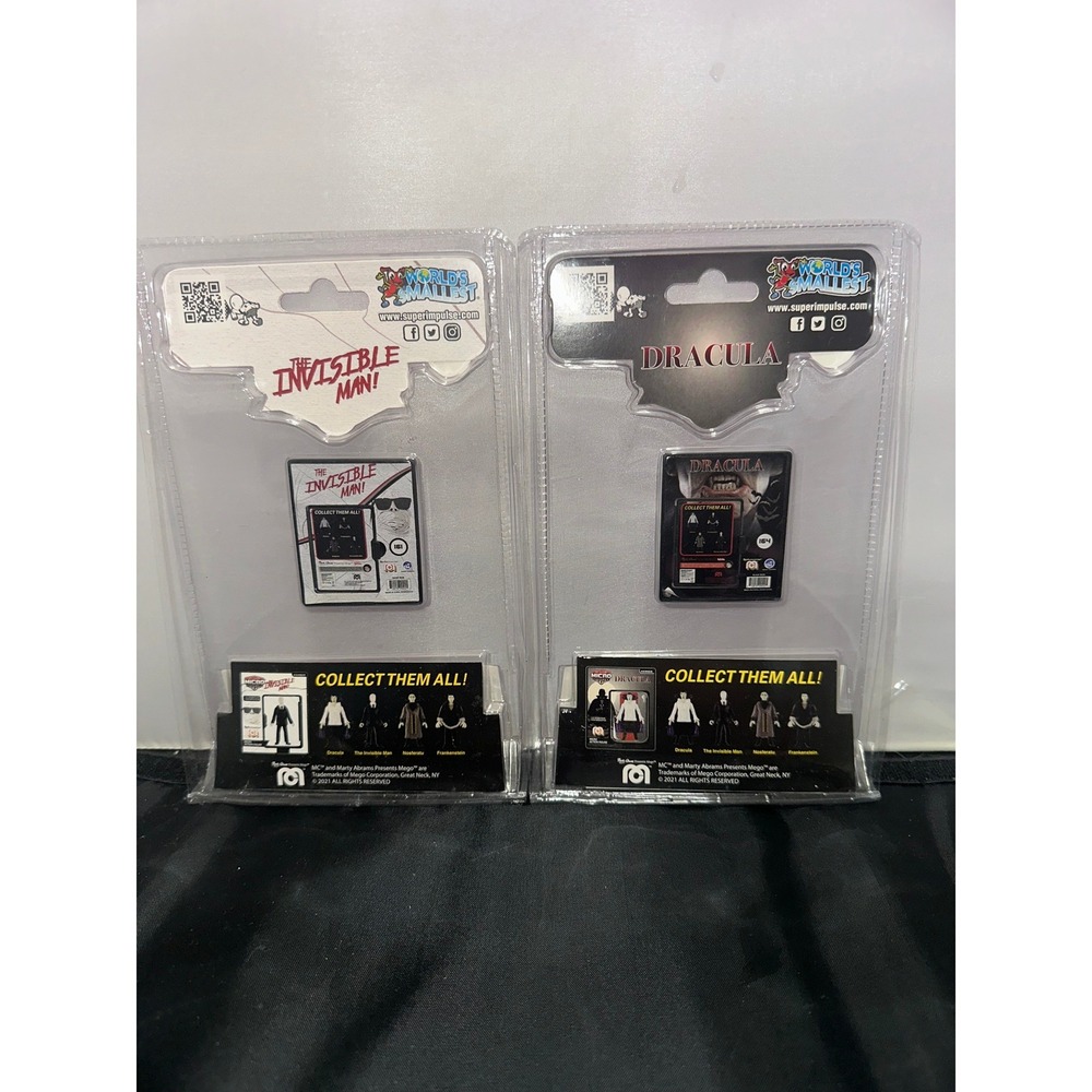 Worlds Smallest Micro Action Figure Dracula Invisible Man Universal Monsters 2pk